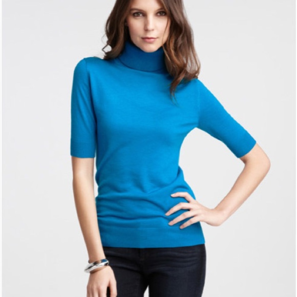 Ann Taylor Bright Blue Turtleneck Sweater